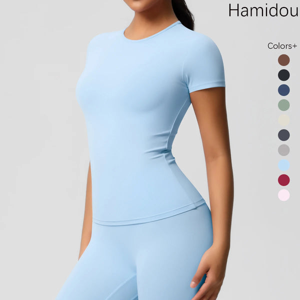 Women’s High-Elastic Dry Fit Sports Top – Gym & Outdoor Fitness Tee