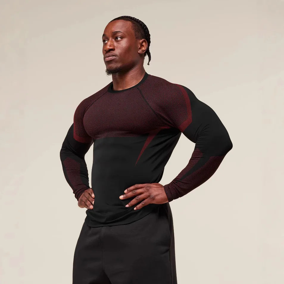 Men’s Slim Fit Training Suit – Long Sleeve Gym & Running Tee