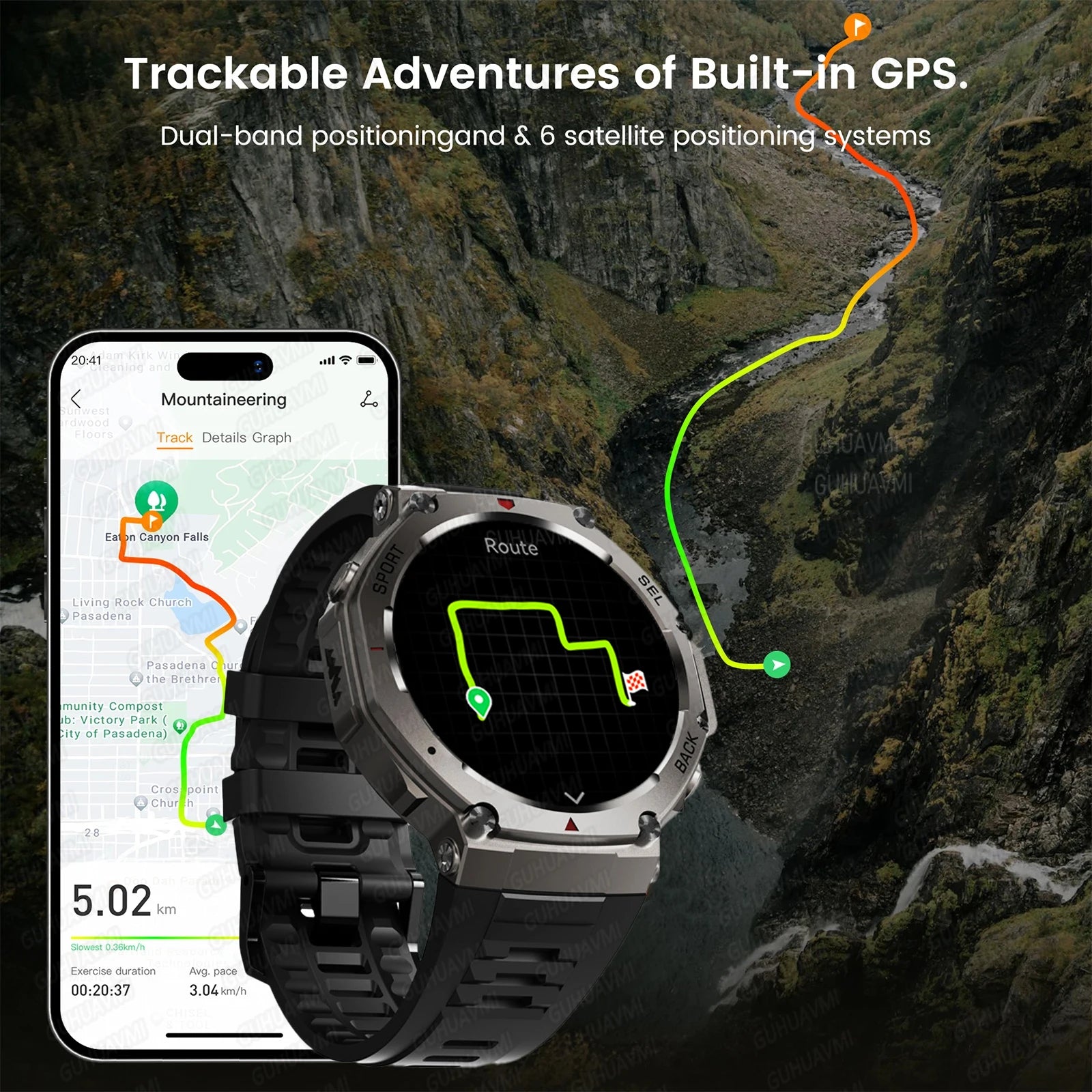 T-Rex3 2025 GPS Smartwatch – Military Style, 10ATM Waterproof