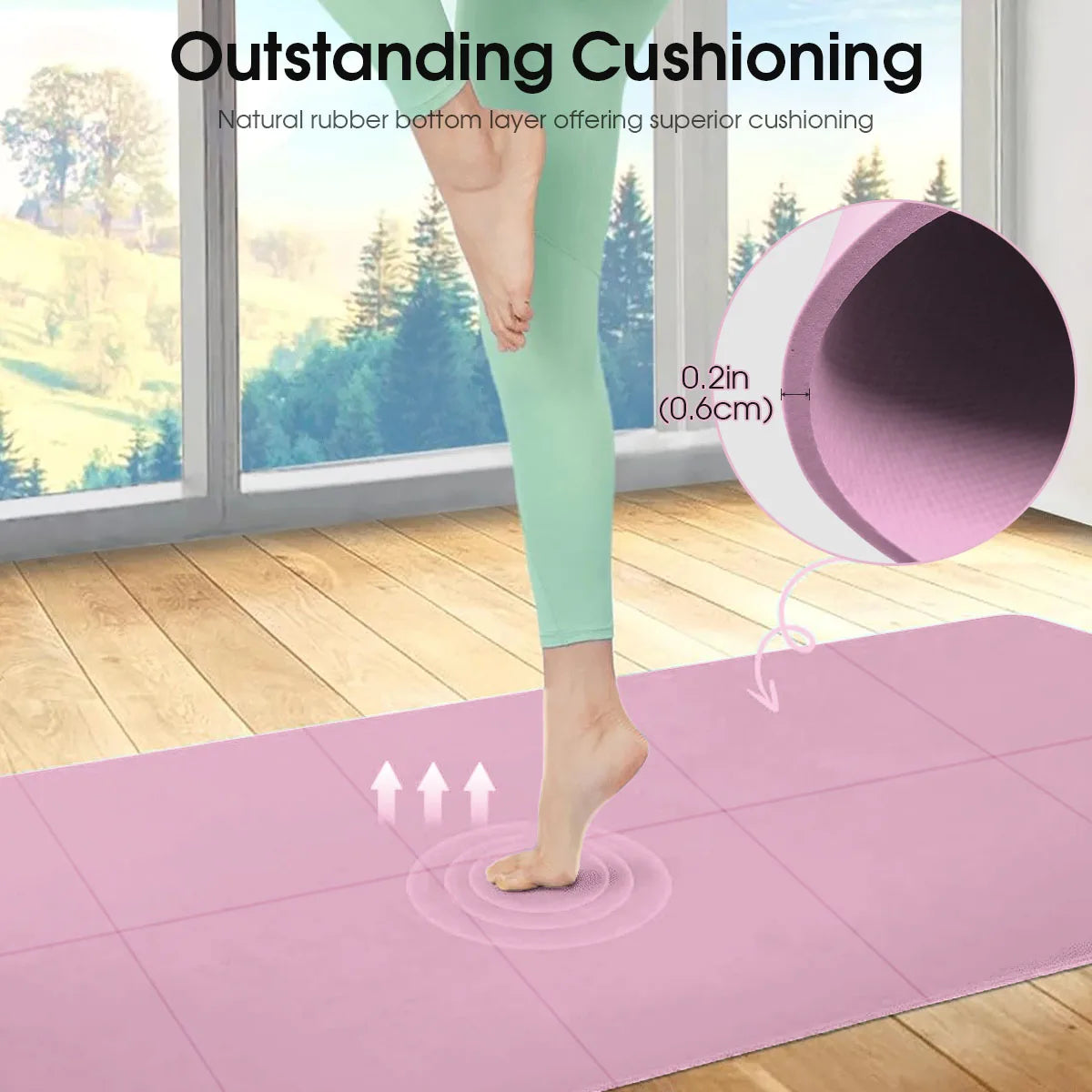 Non-Slip Yoga & Pilates Mat – 3/4/6mm Fitness Cushion
