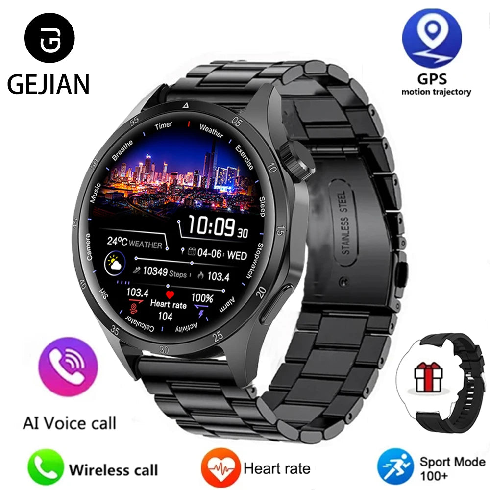 2025 Men’s Smartwatch – AMOLED GPS Bluetooth NFC Waterproof