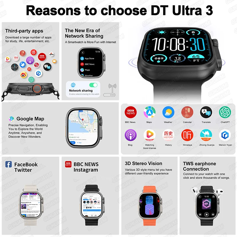 DT Ultra 3 Smartwatch – AMOLED, AI ChatGPT, Sport & Multimedia