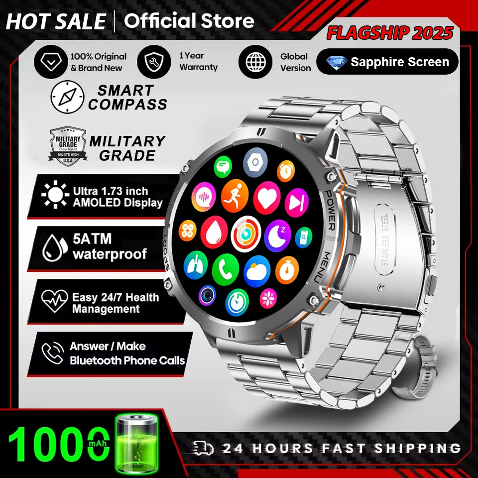 TANK X3 Smartwatch – 1.73" AMOLED GPS Sports Tracker