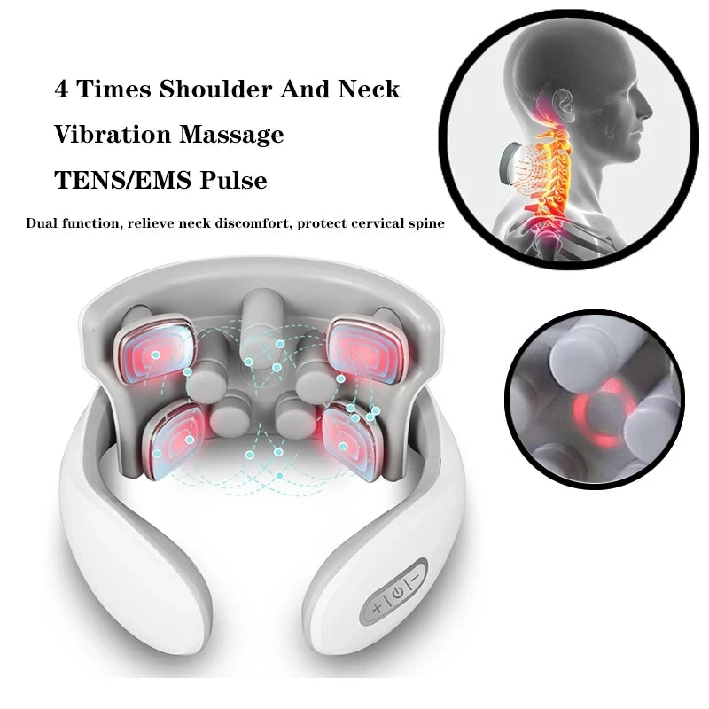 Rechargeable Vibration Neck Massager – Pulse & Hot Compress