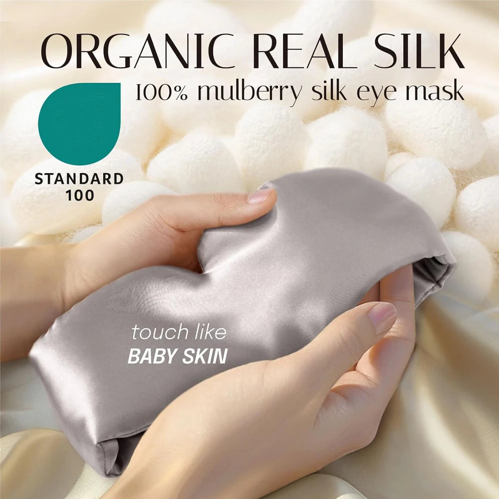 100% Mulberry Silk Sleeping Mask – Soft Padded Eye Mask
