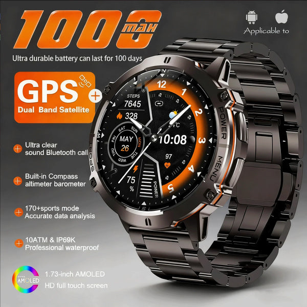 TANK X3 Smartwatch – 1.73" AMOLED GPS Sports Tracker
