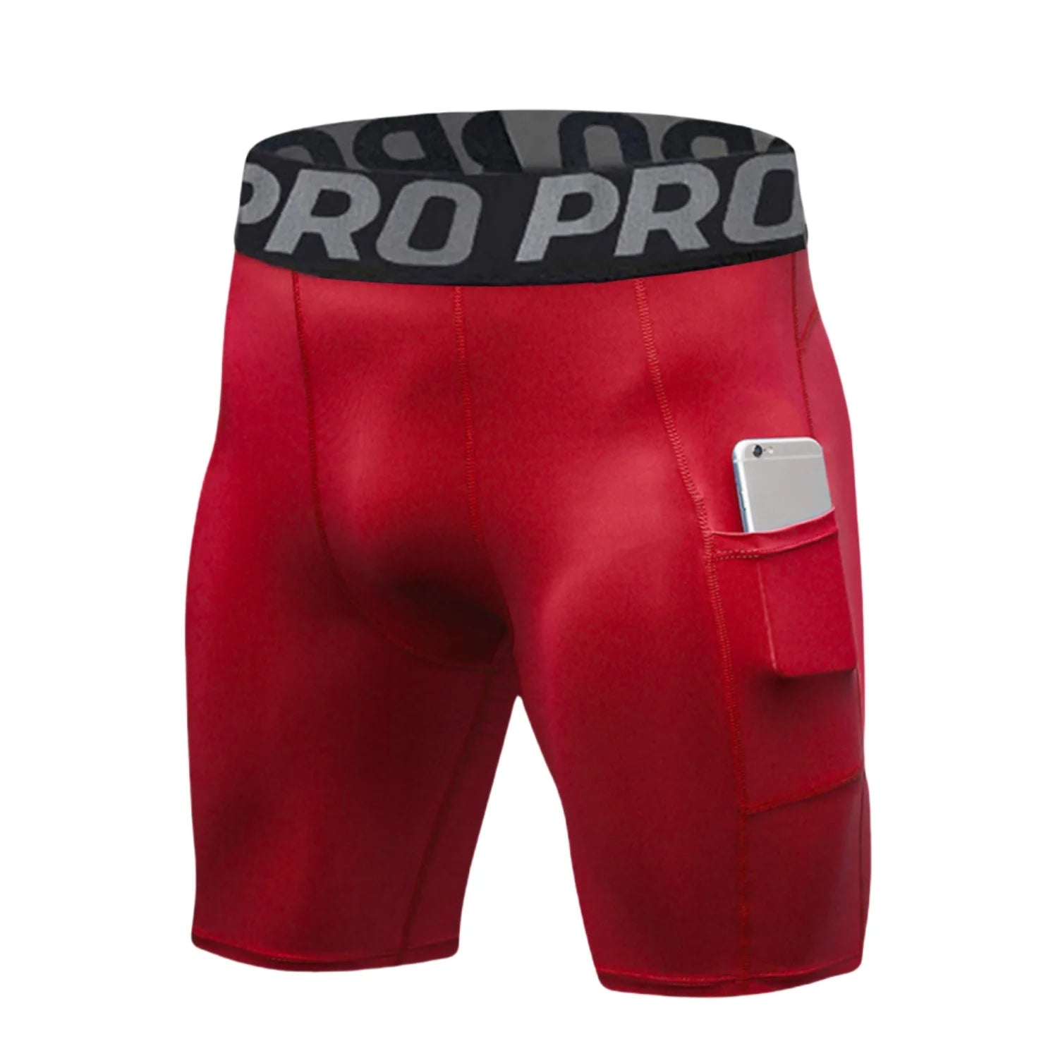 Men’s Compression Running Shorts – Spandex Athletic Workout with Pocket