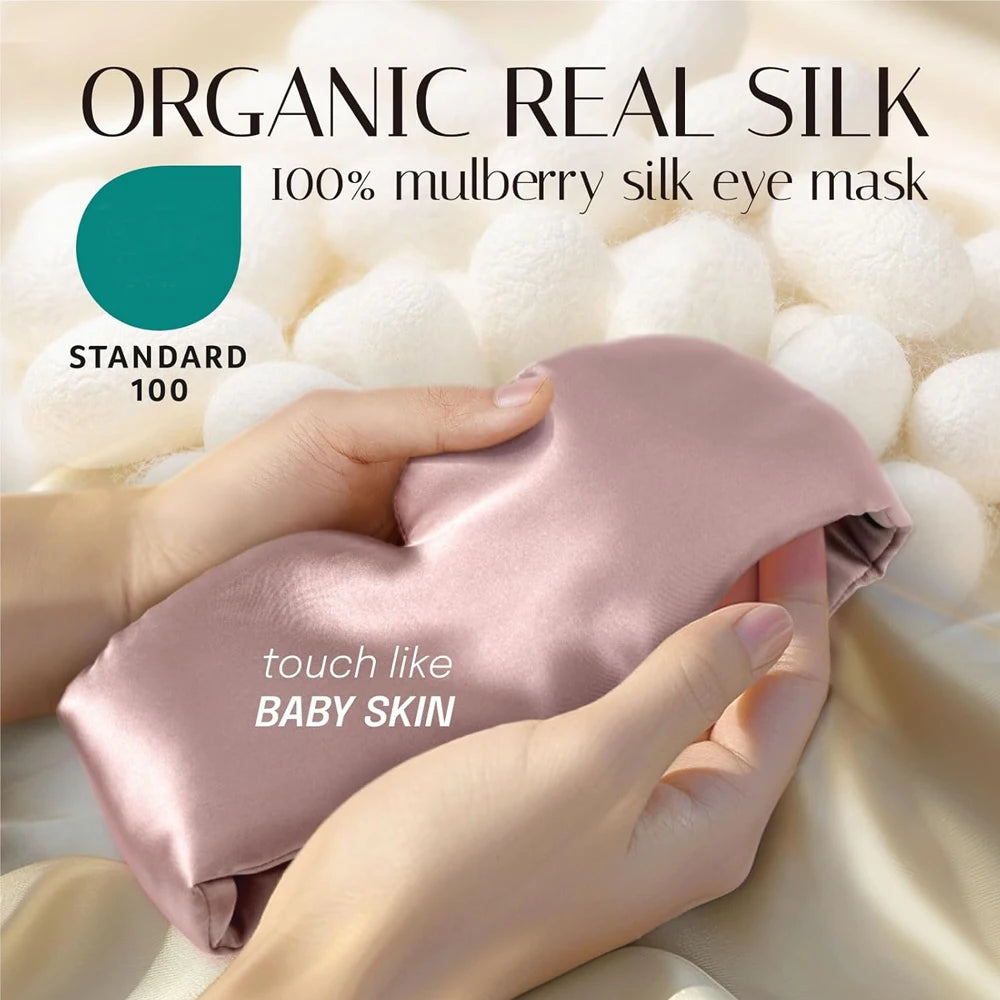 100% Mulberry Silk Sleeping Mask – Soft Padded Eye Mask