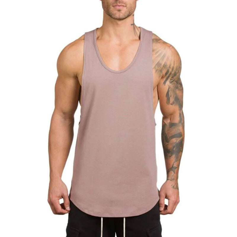 Men’s Cotton Muscle Tank – Sleeveless Gym & Running Top
