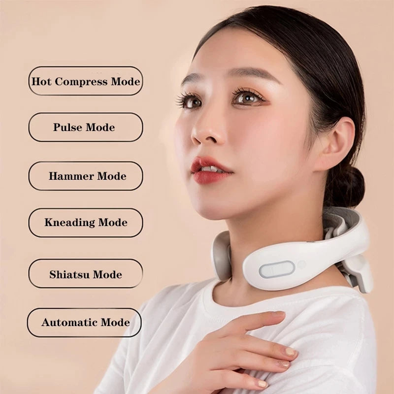 Rechargeable Vibration Neck Massager – Pulse & Hot Compress