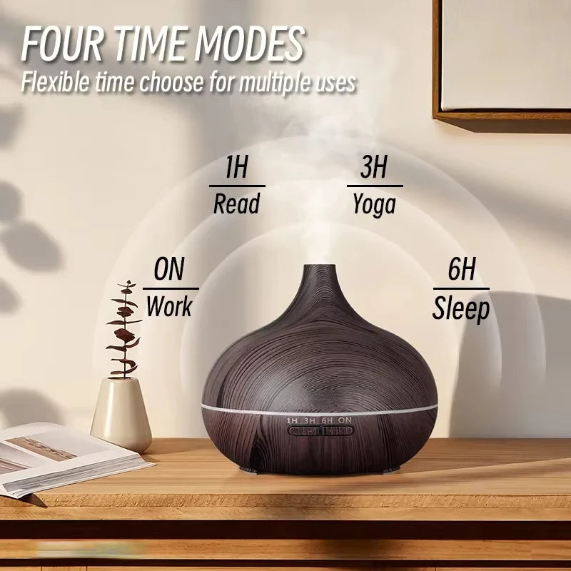 500ML Wood Grain Ultrasonic Aroma Diffuser – Humidifier with Remote