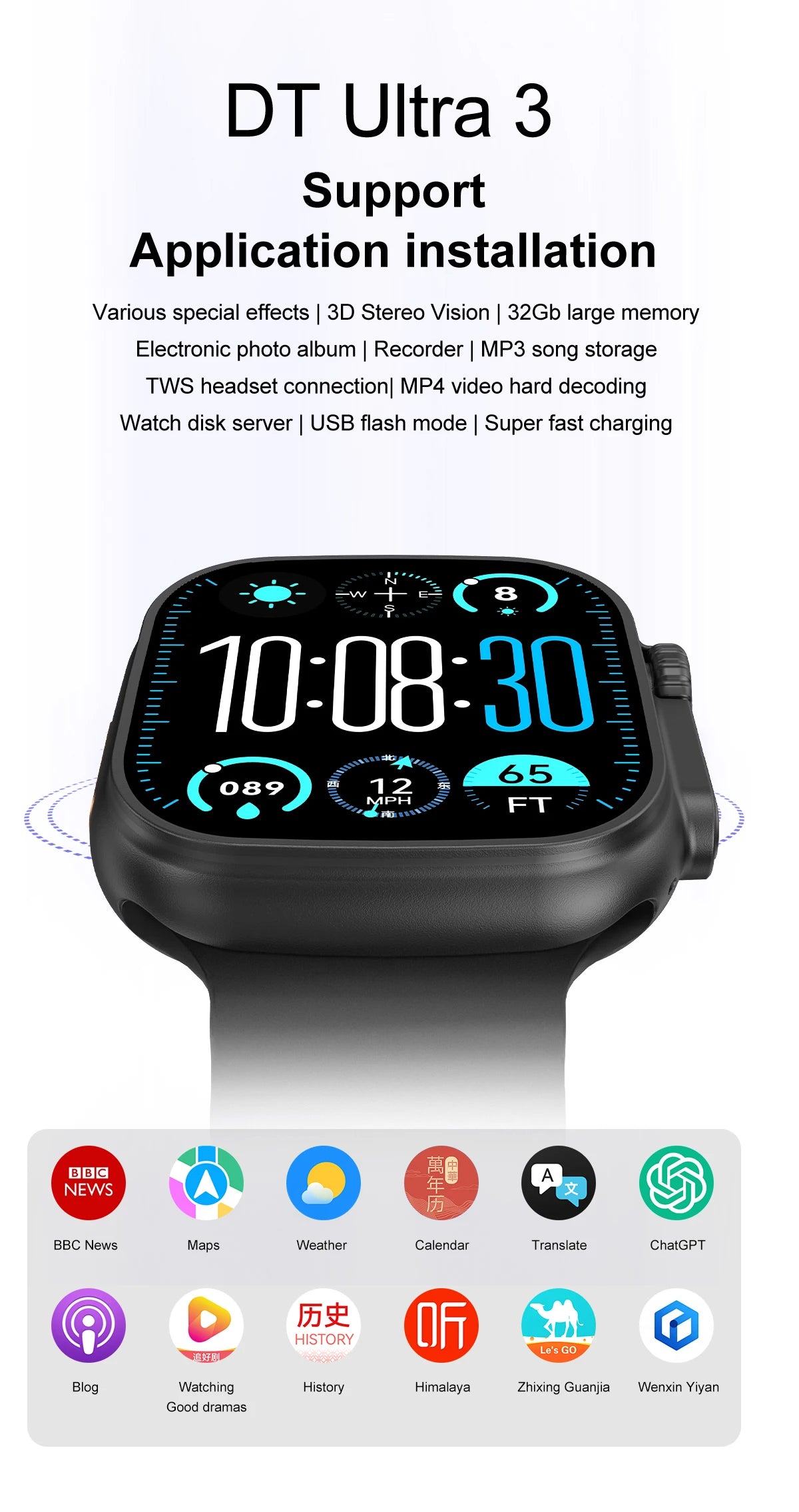 DT Ultra 3 Smartwatch – AMOLED, AI ChatGPT, Sport & Multimedia