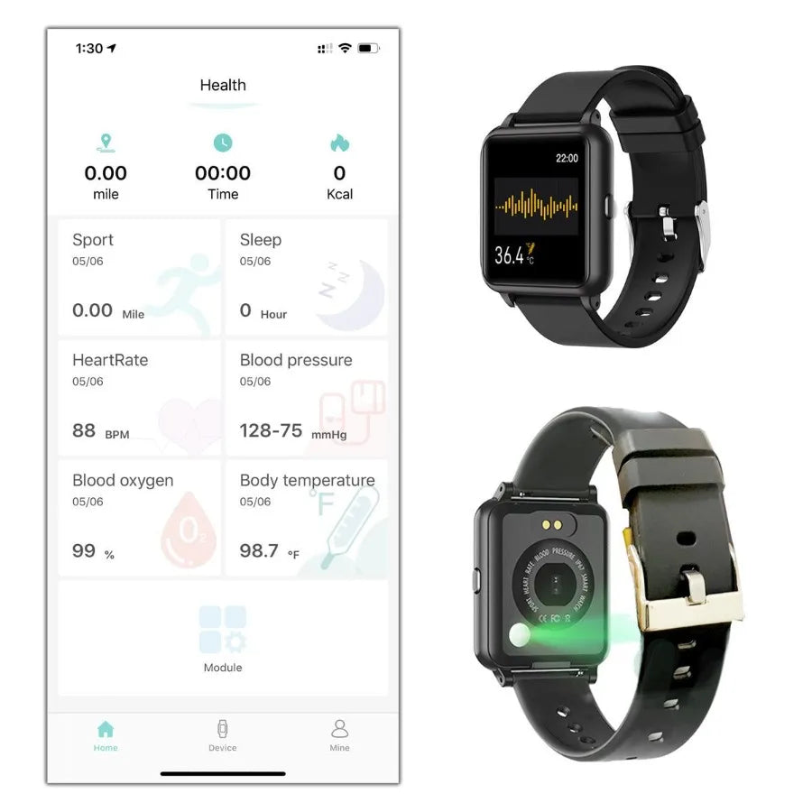 Smartwatch – Live Oximeter, Thermometer & Pulse Activity Tracker