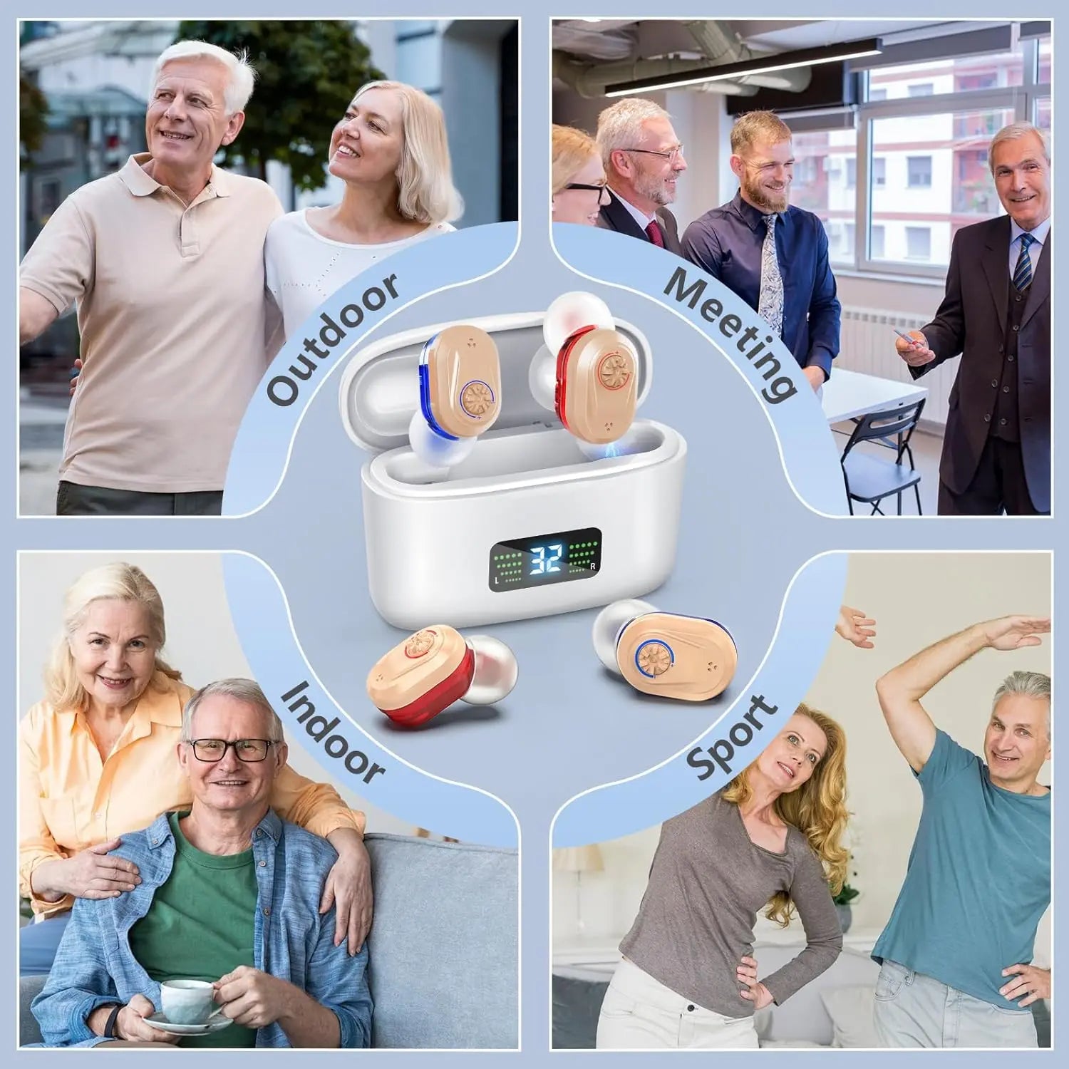 Wireless Mini Hearing Aid – Noise-Cancelling HD Display for Seniors