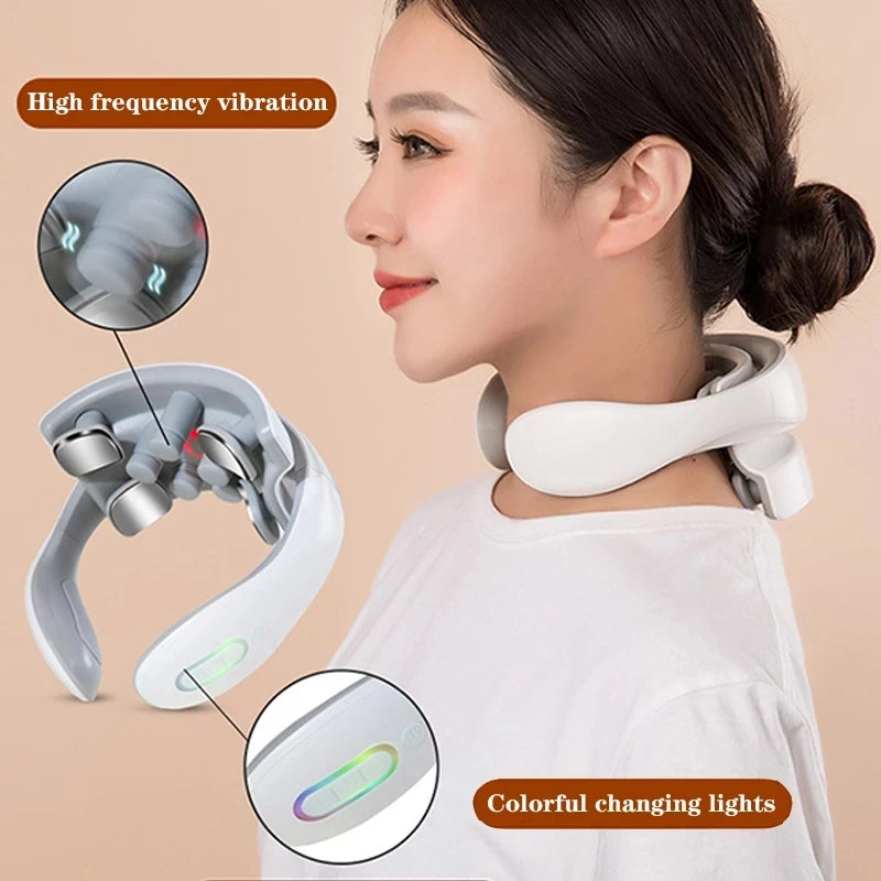 Rechargeable Vibration Neck Massager – Pulse & Hot Compress