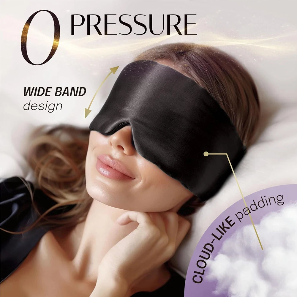 100% Mulberry Silk Sleeping Mask – Soft Padded Eye Mask