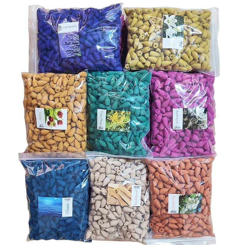 Backflow Incense Cones – Natural Sandalwood & Lavender 60pcs