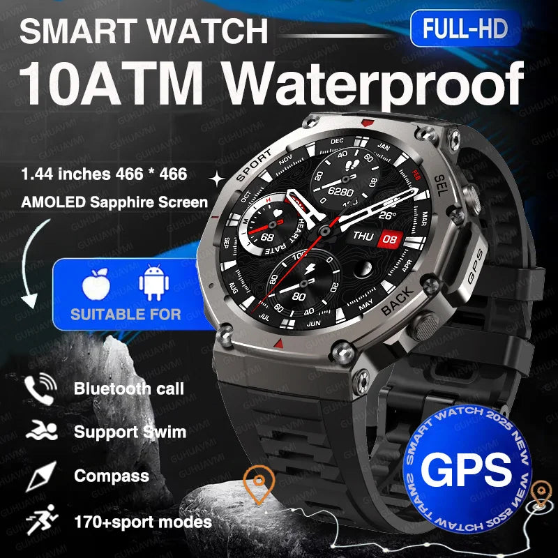 2025 Military Smartwatch – GPS, Compass & Bluetooth Call