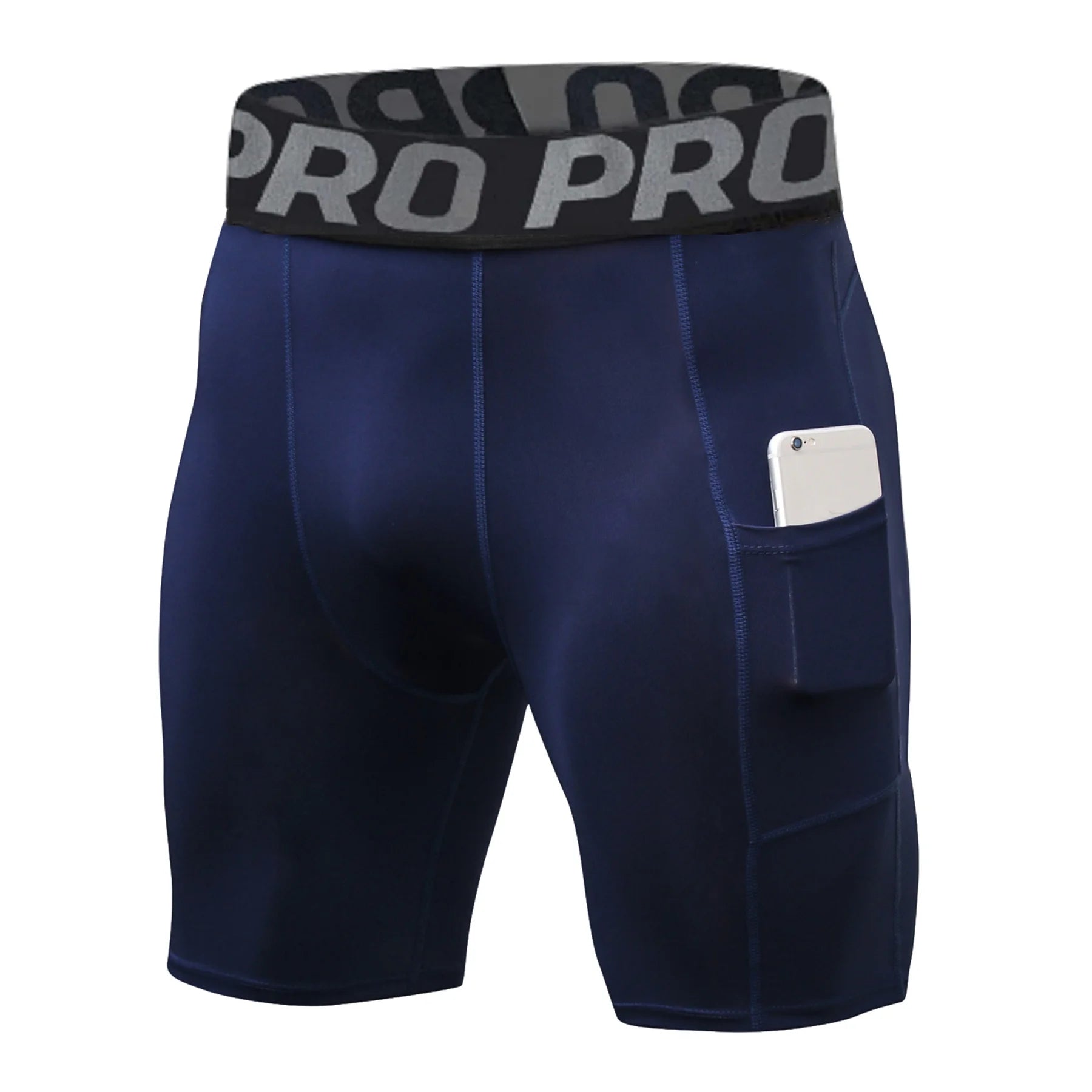 Men’s Compression Running Shorts – Spandex Athletic Workout with Pocket