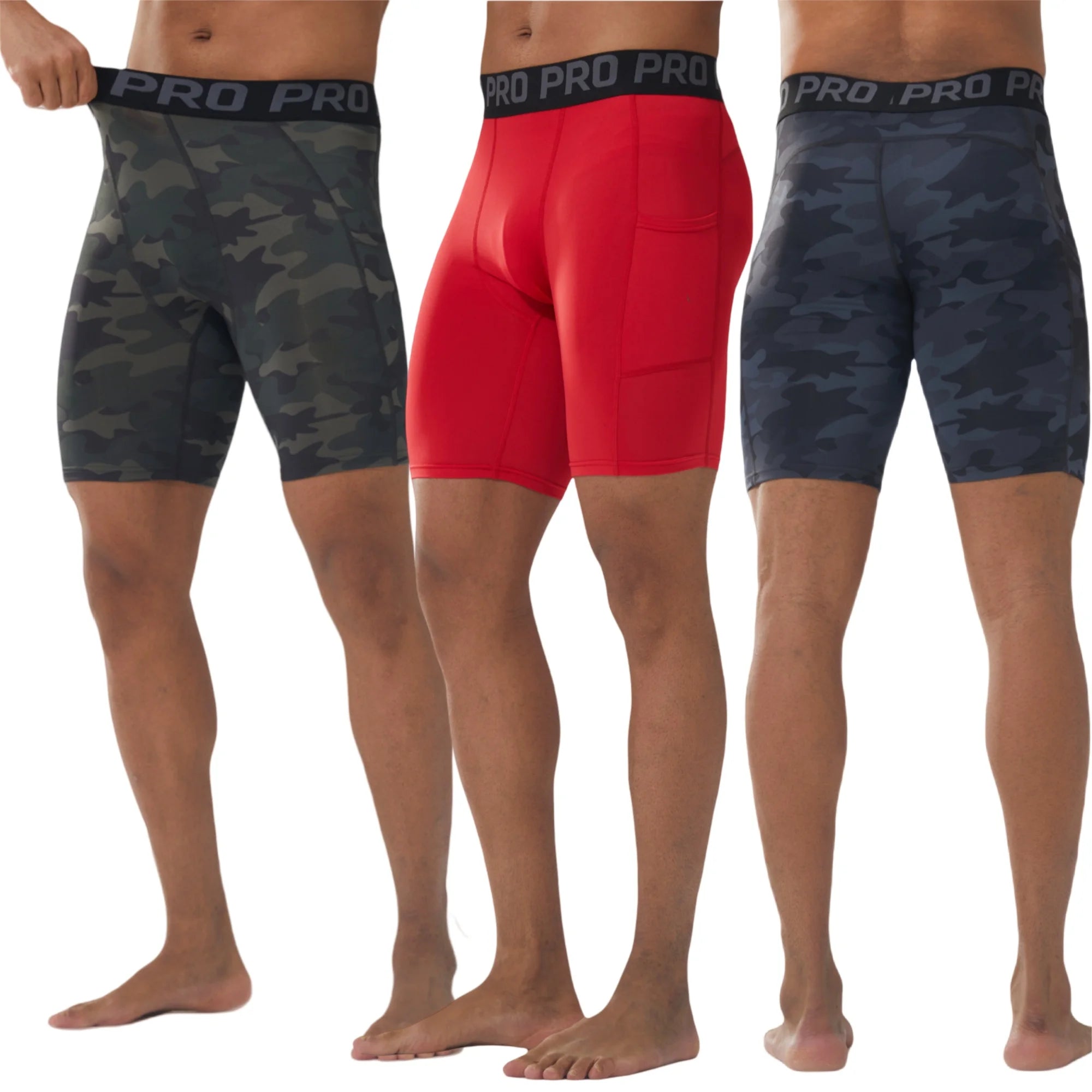 Men’s Compression Running Shorts – Spandex Athletic Workout with Pocket