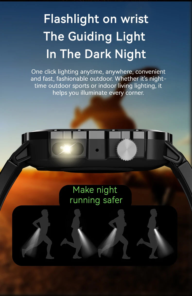 2025 Rugged Military Smartwatch – 2.01" HD Touch & Bluetooth Call