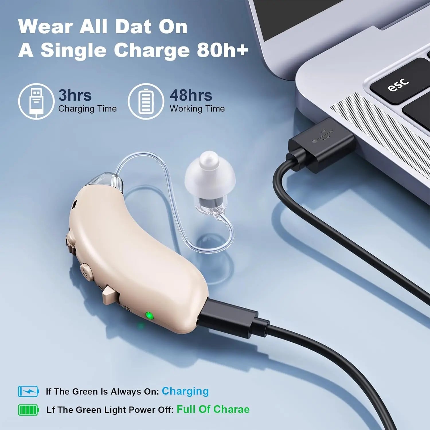 Rechargeable BTE Hearing Aid – Noise-Cancelling Sound Amplifier