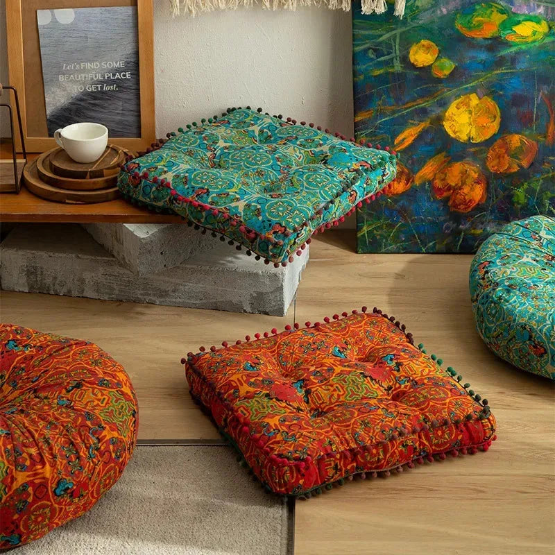 Bohemian Floor Cushion – Ethnic Style Meditation & Tatami Stool