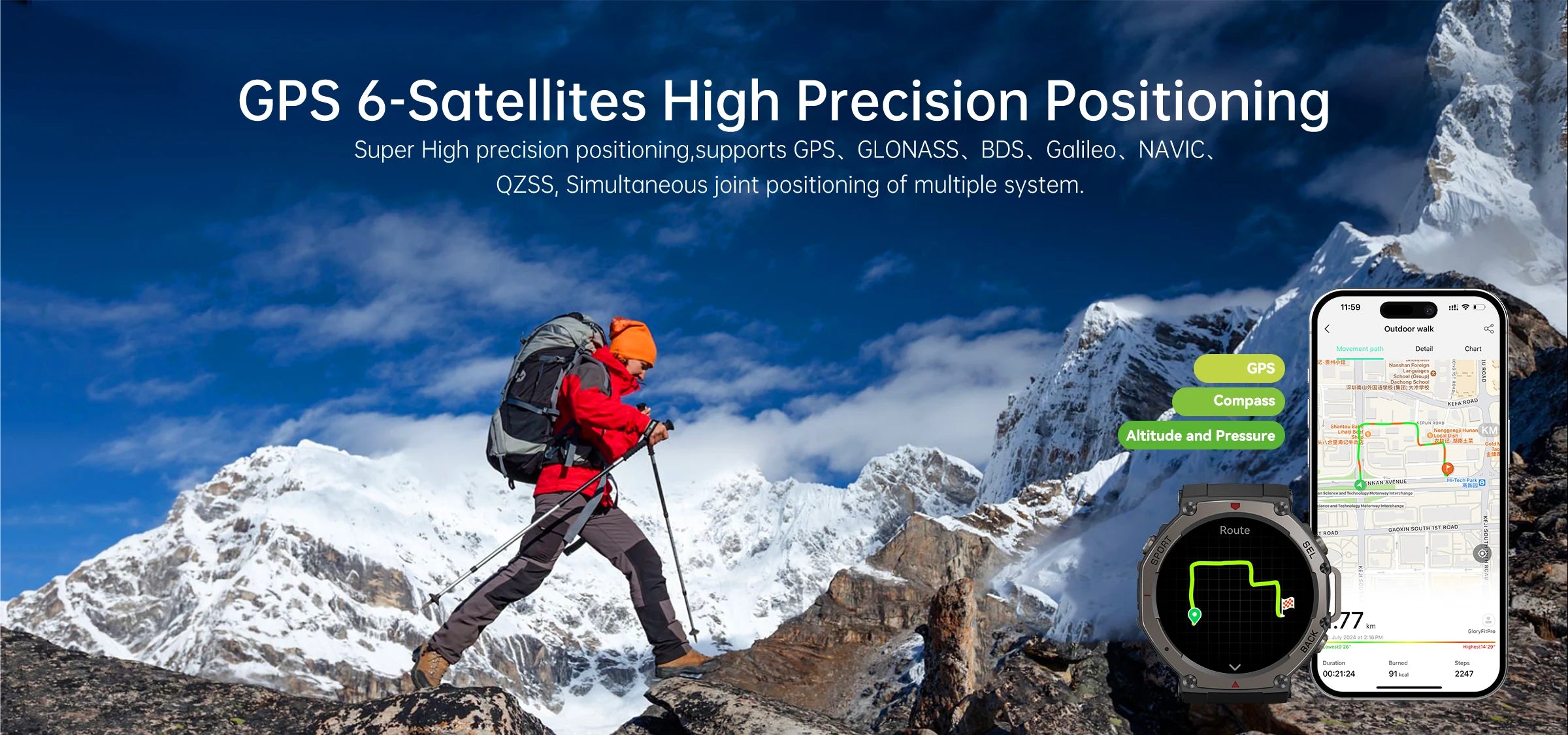 T-Rex3 2025 GPS Smartwatch – Military Style, 10ATM Waterproof