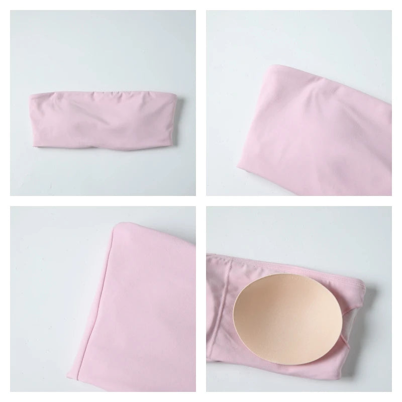 Ctenkevet Women’s 2-Piece Fitness Set – Strapless Gym Crop Top & Leggings