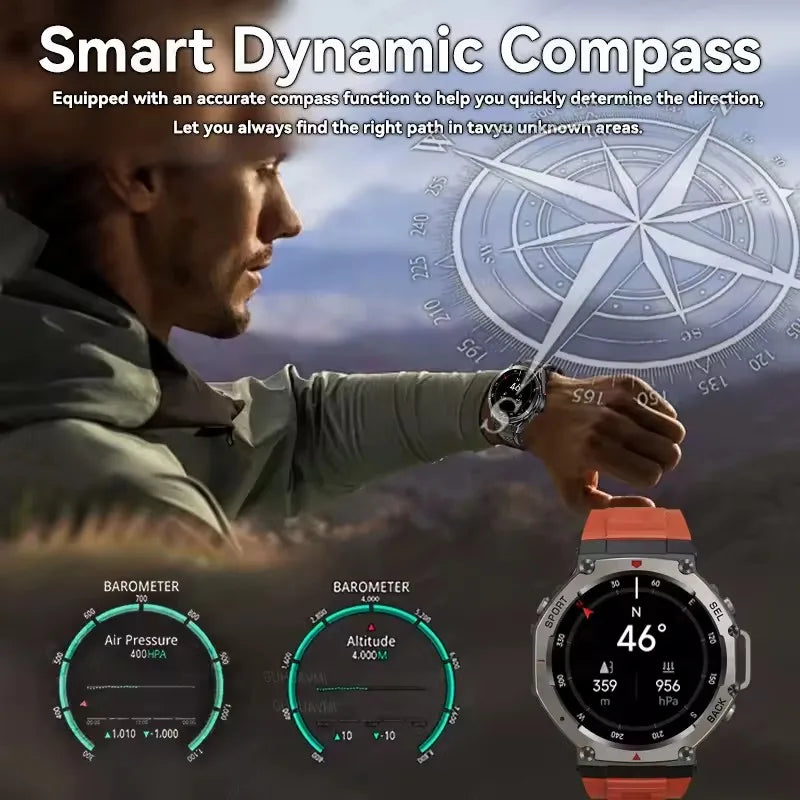 2025 Military Smartwatch – GPS, Compass & Bluetooth Call