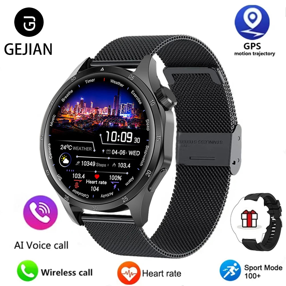 2025 Men’s Smartwatch – AMOLED GPS Bluetooth NFC Waterproof