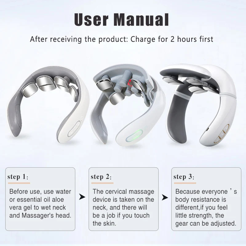 Rechargeable Vibration Neck Massager – Pulse & Hot Compress