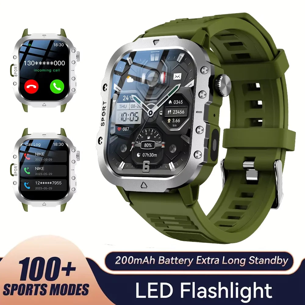 2025 Rugged Military Smartwatch – 2.01" HD Touch & Bluetooth Call