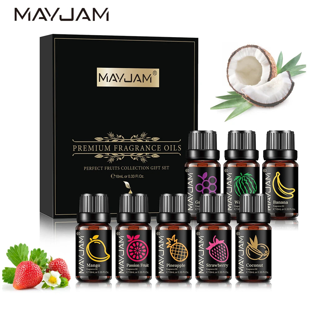 8-Piece Fruit Fragrance Oil Set – Gift Box for Diffuser & DIY