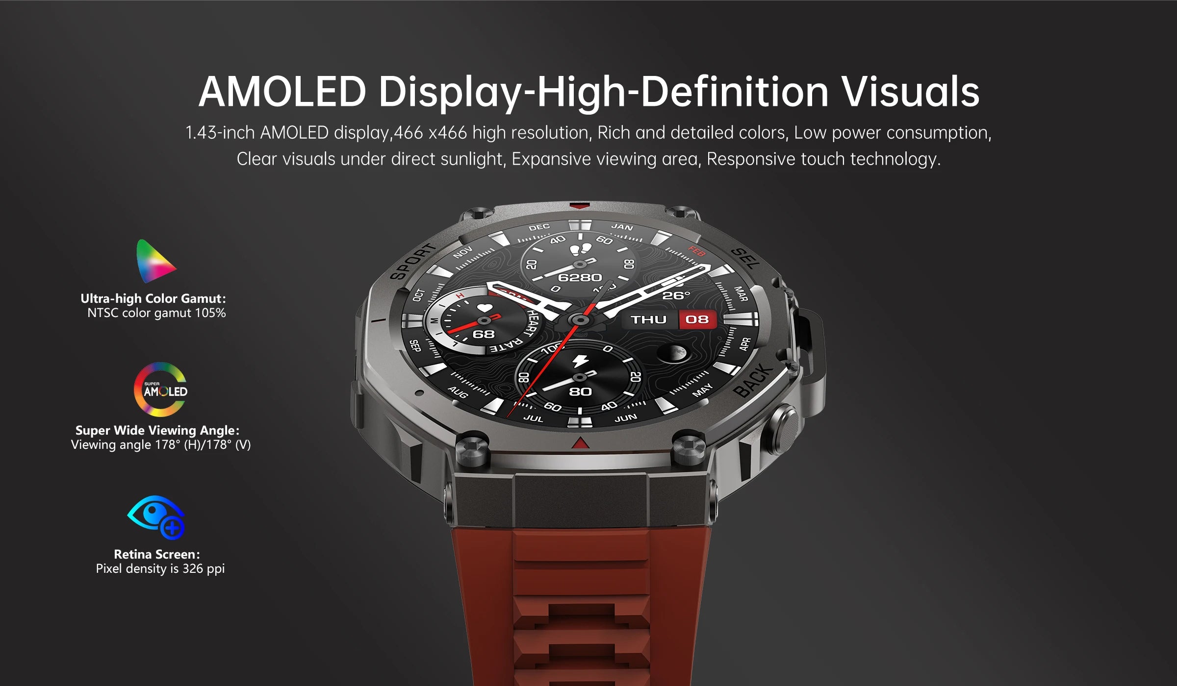 T-Rex3 2025 GPS Smartwatch – Military Style, 10ATM Waterproof