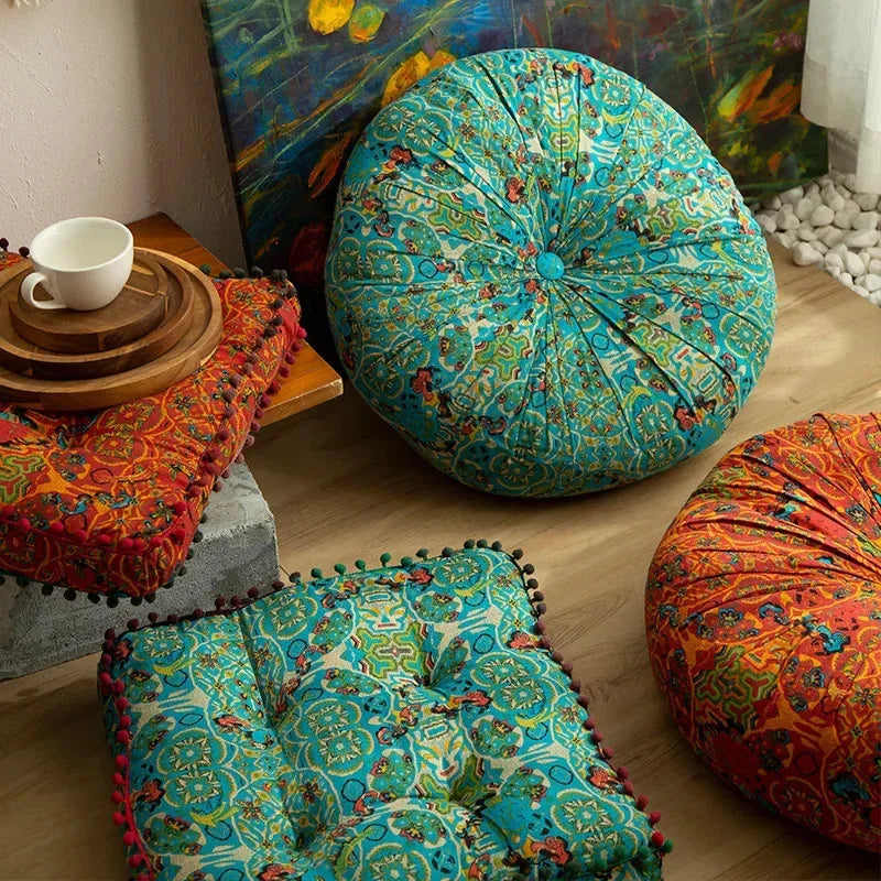 Bohemian Floor Cushion – Ethnic Style Meditation & Tatami Stool