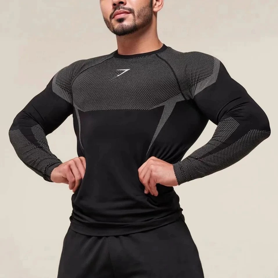 Men’s Slim Fit Training Suit – Long Sleeve Gym & Running Tee