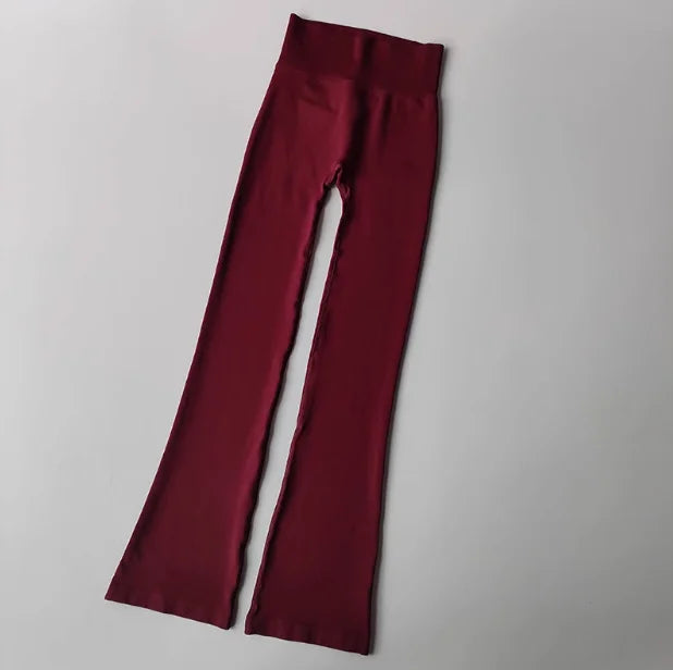 High-Waist Seamless Compression Yoga Pants – Flared Fitness Leggings