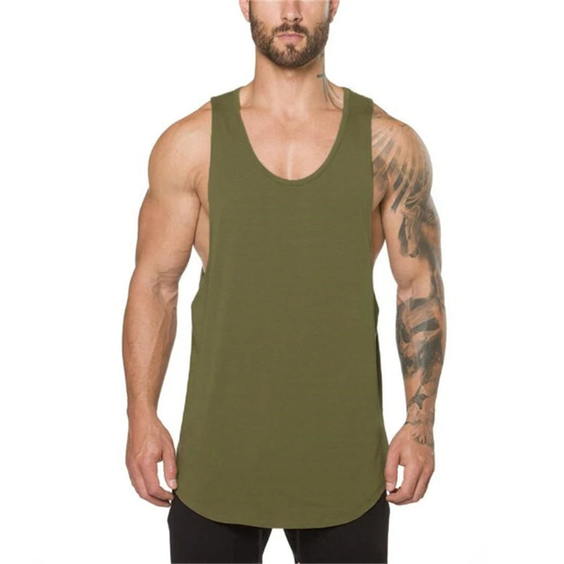 Men’s Cotton Muscle Tank – Sleeveless Gym & Running Top