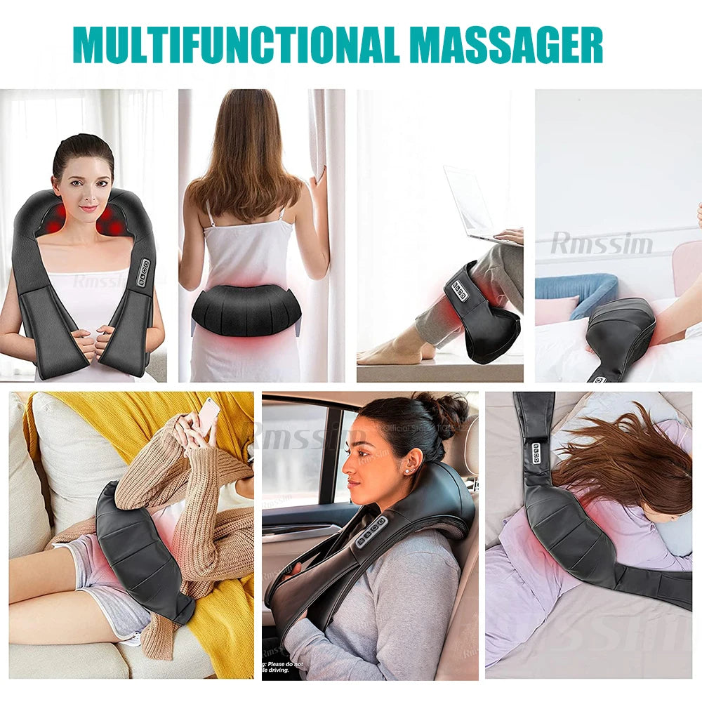 Shiatsu Heated Neck & Shoulder Massager – U-Shape Deep Kneading Pillow