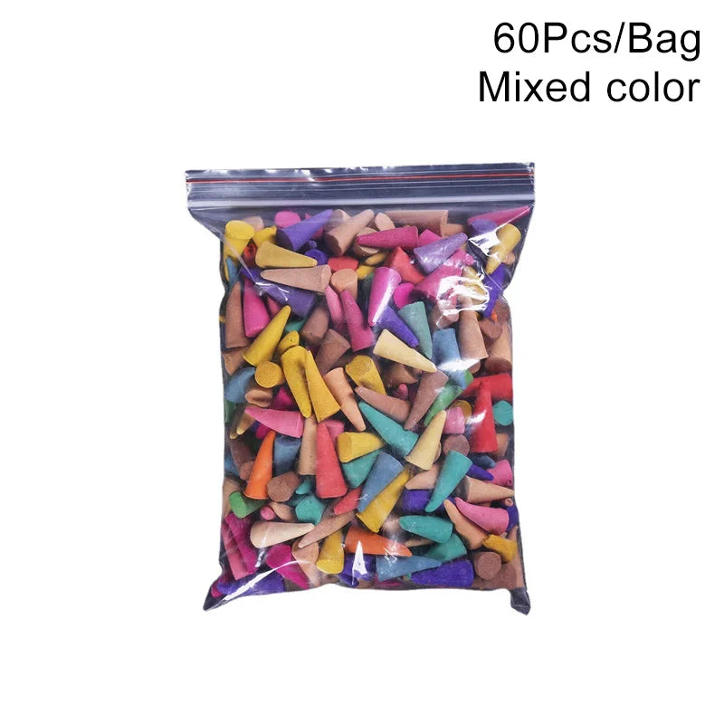 60-Pack Natural Backflow Incense Cones – Mixed Scents