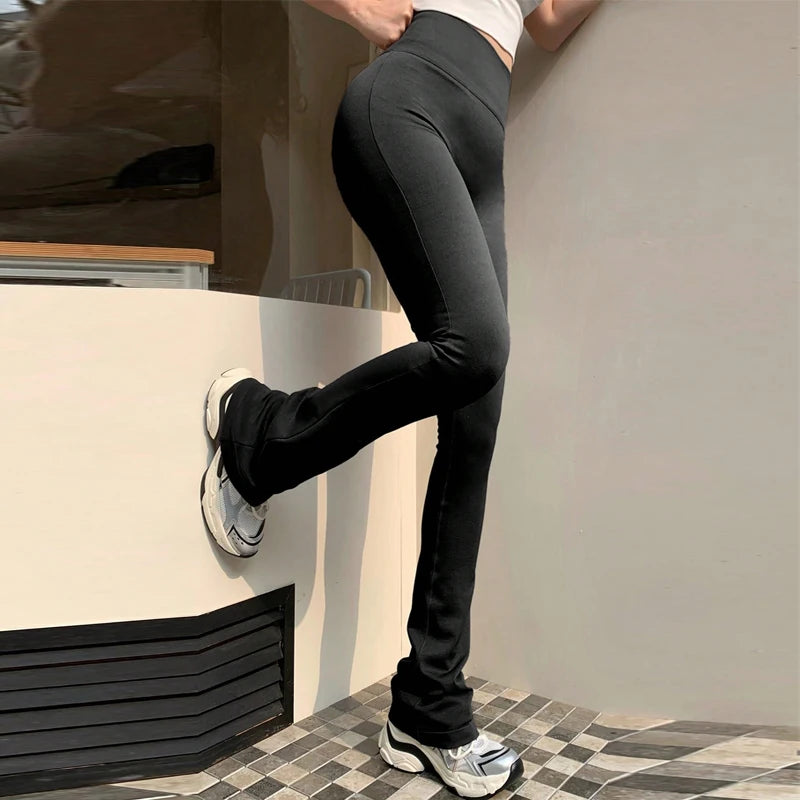 High-Waist Seamless Compression Yoga Pants – Flared Fitness Leggings