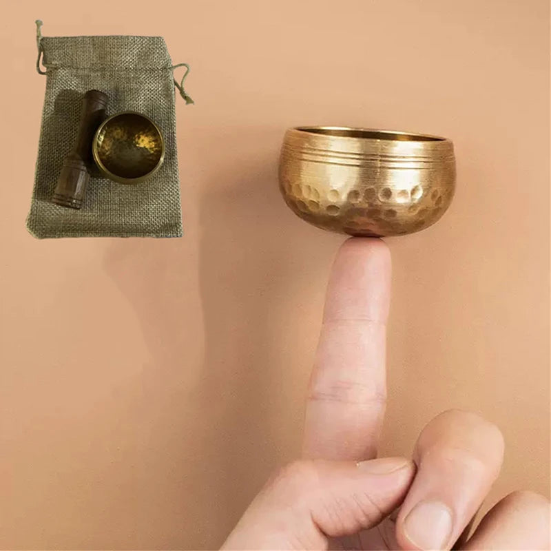 Mini Tibetan Brass Singing Bowl – Handmade Meditation & Stress Relief