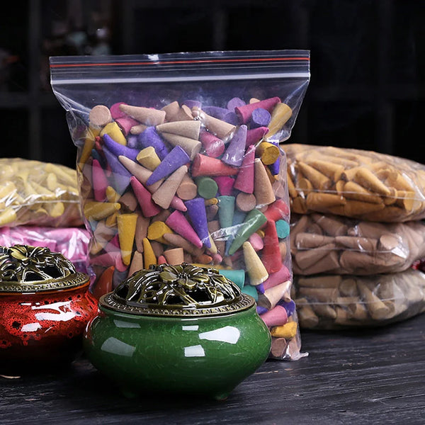 60-Pack Natural Backflow Incense Cones – Mixed Scents