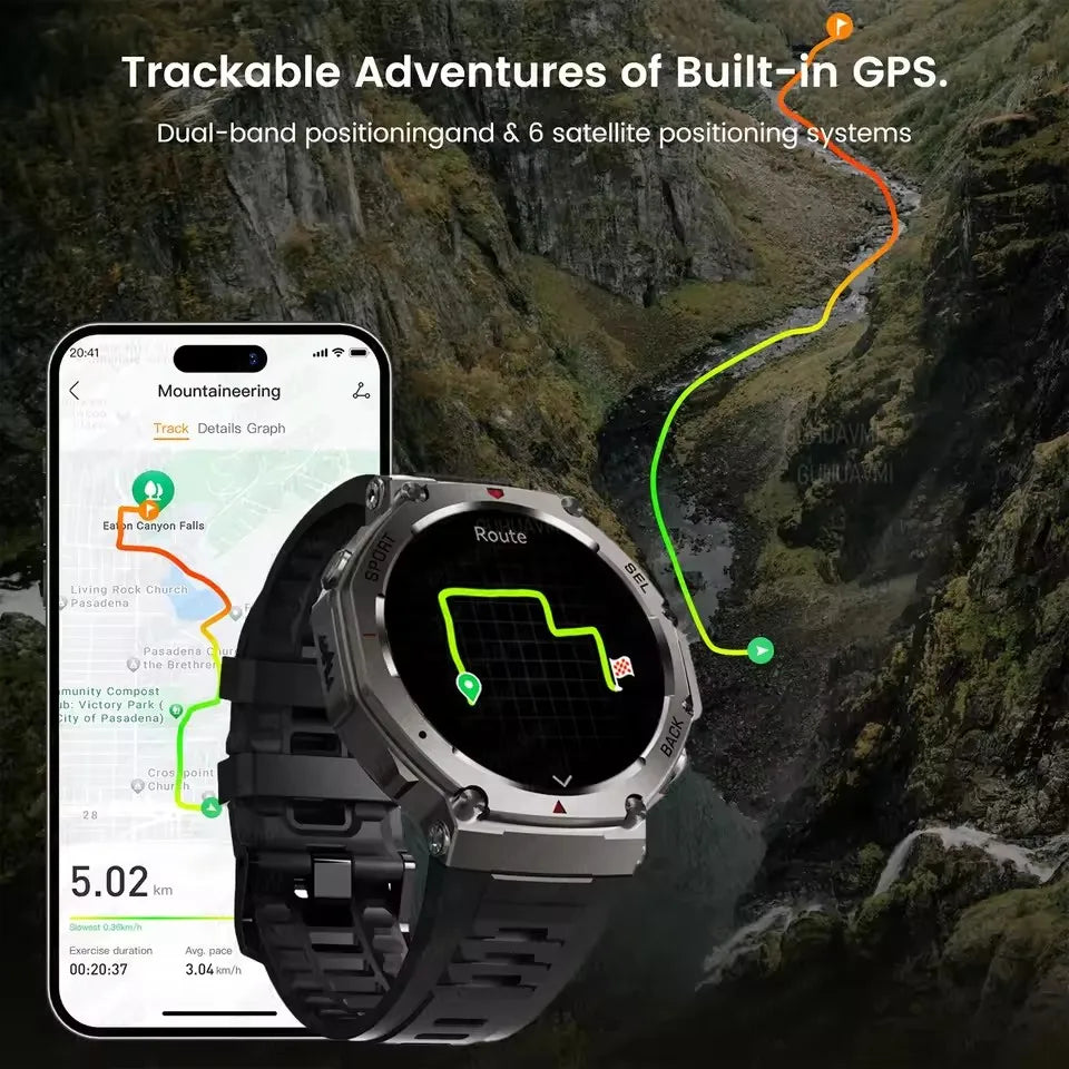 2025 Military Smartwatch – GPS, Compass & Bluetooth Call