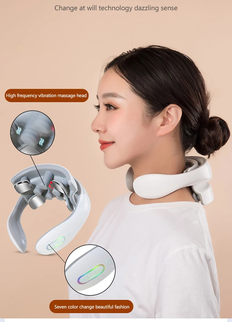 Rechargeable Vibration Neck Massager – Pulse & Hot Compress