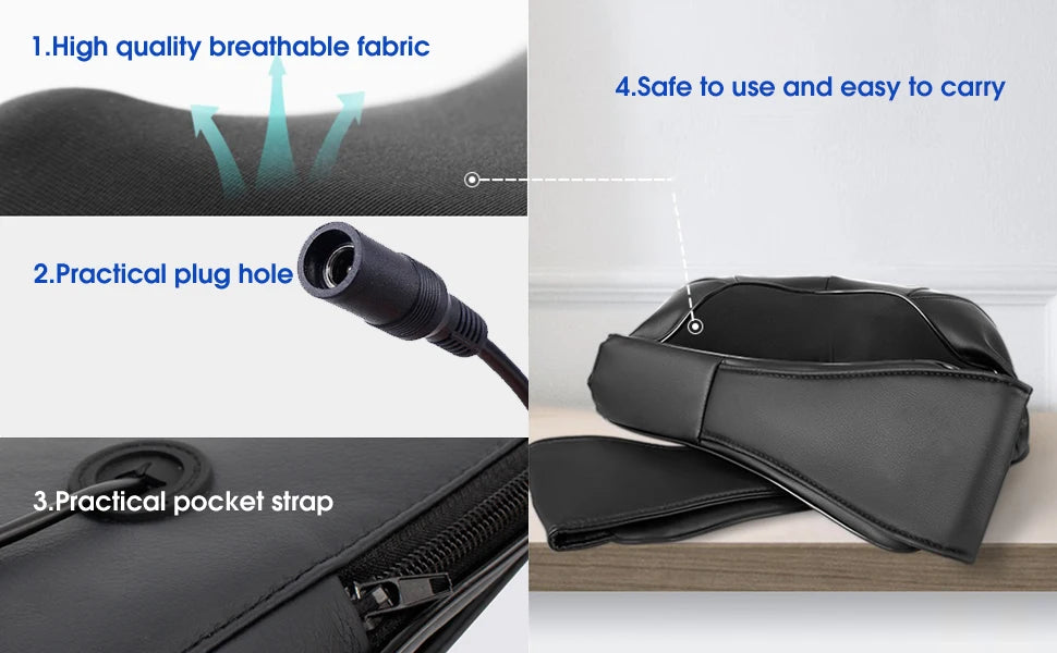 Shiatsu Heated Neck & Shoulder Massager – U-Shape Deep Kneading Pillow