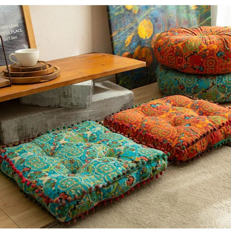 Bohemian Floor Cushion – Ethnic Style Meditation & Tatami Stool