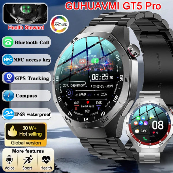 GT5 Pro Smartwatch – HD AMOLED GPS Heart Rate Tracker