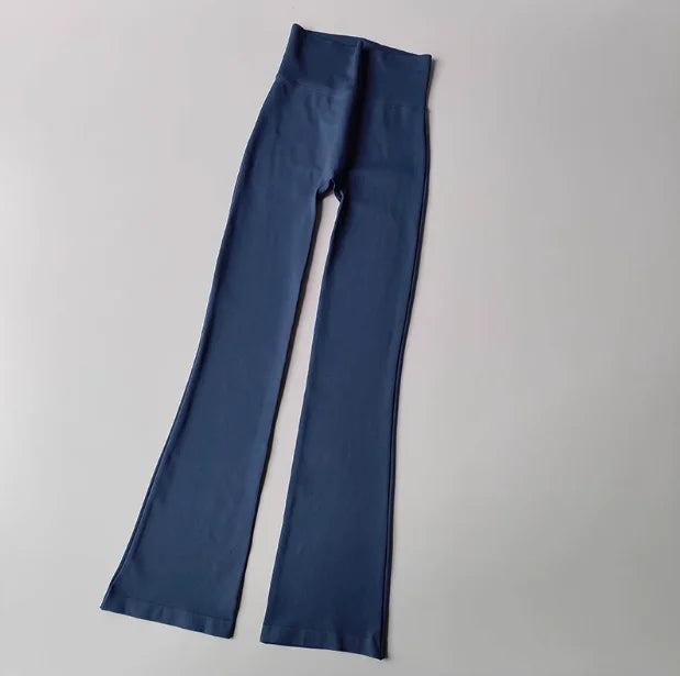 High-Waist Seamless Compression Yoga Pants – Flared Fitness Leggings